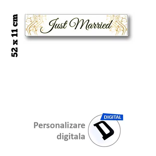 Placa Just Married Alba Simpla
