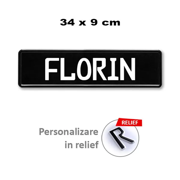 Placa auto mini negru reflectorizant