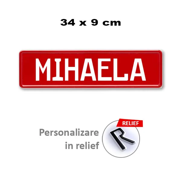 Placa auto mini rosu reflectorizant