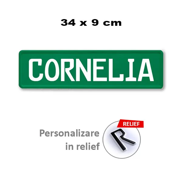 Placa auto mini verde reflectorizant