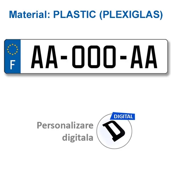 placa din plastic Franta cu un sticker