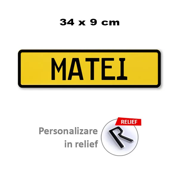 Placa auto mini galben reflectorizant (yellow)
